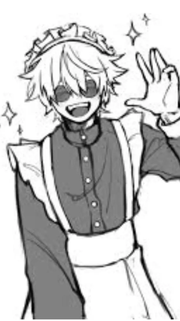 ai character: gojo in maid dress background