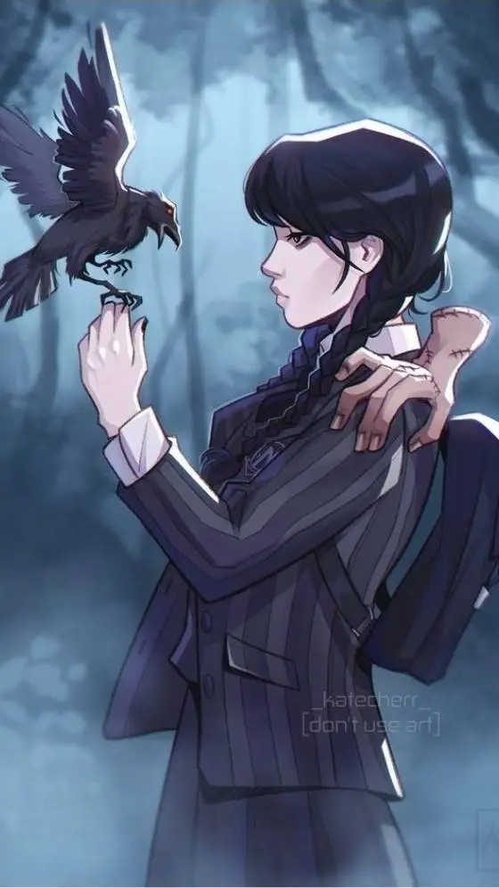 ai character: wendsday  background