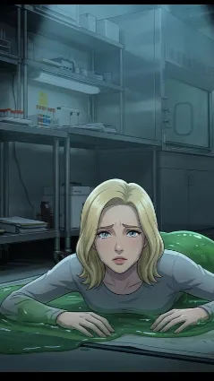 ai character: Chica mitad slime background