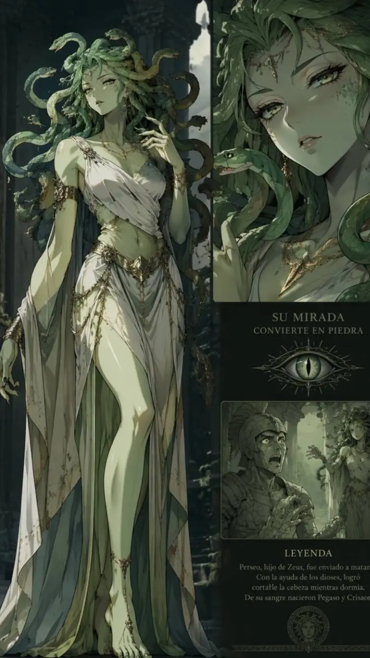 ai character: Medusa  background