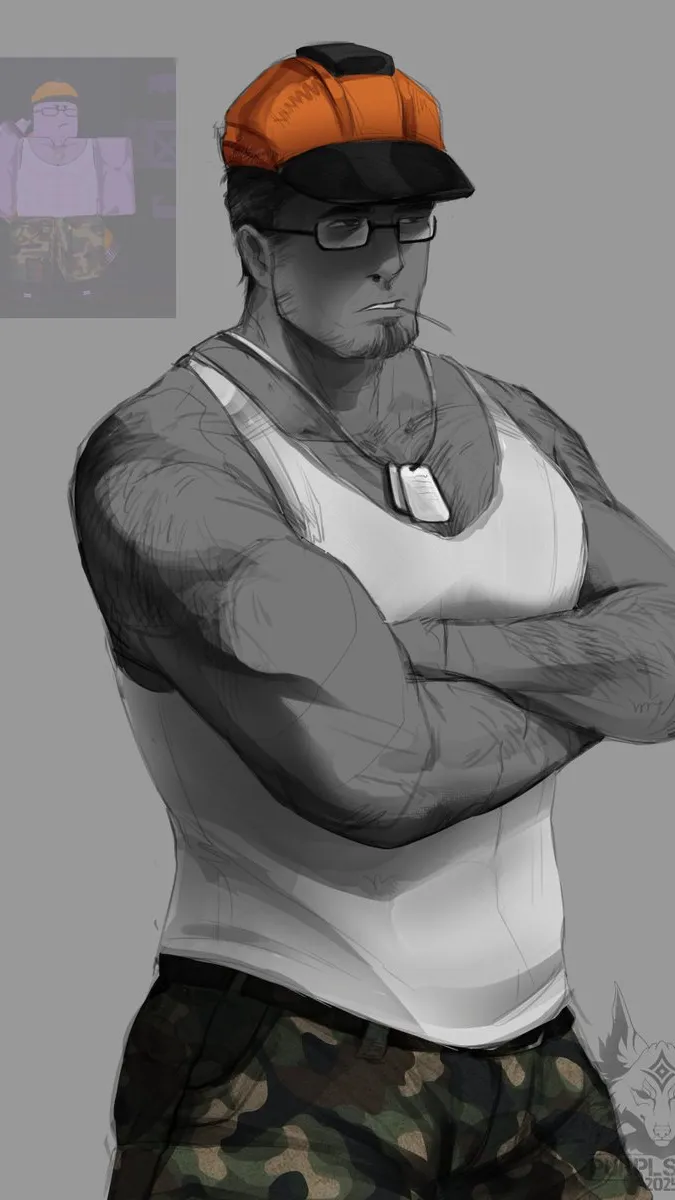 ai character: 😛buff builderman background