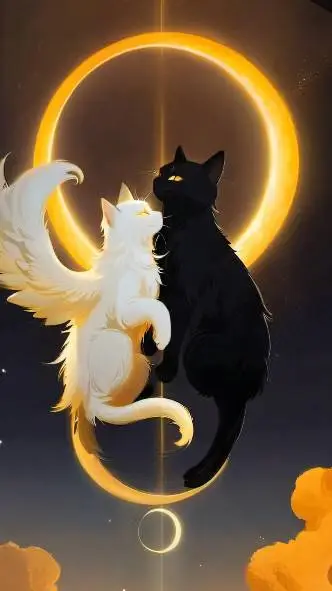 ai character: Angel and void cat background