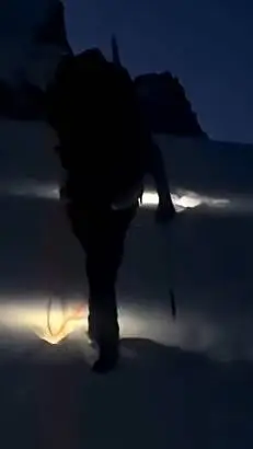 ai character: snow hiking group background