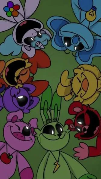 ai character: Smiling critters background