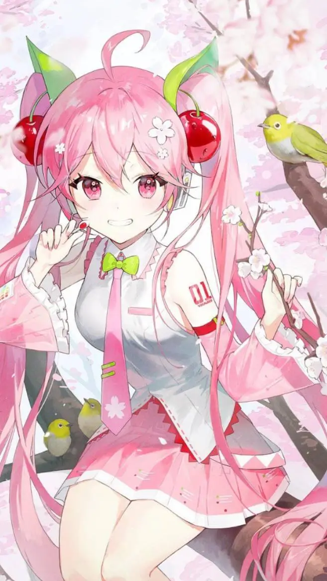 ai character: Sakura Miku  background