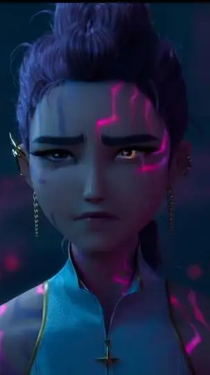 ai character: Rumi demon crying  background