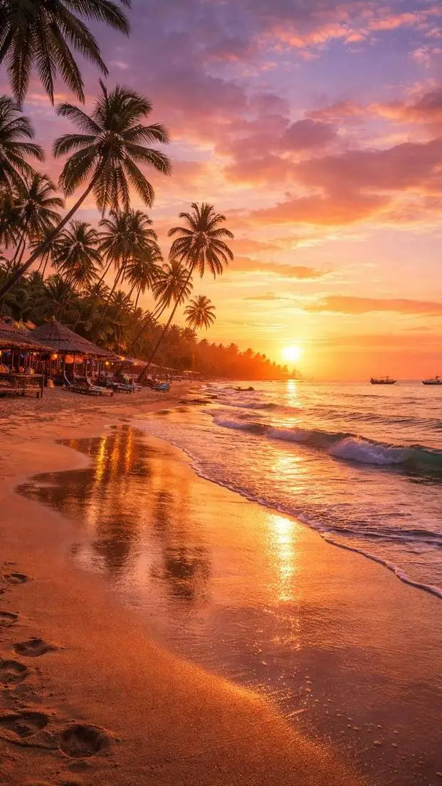 ai character: Sunset at a Beach background