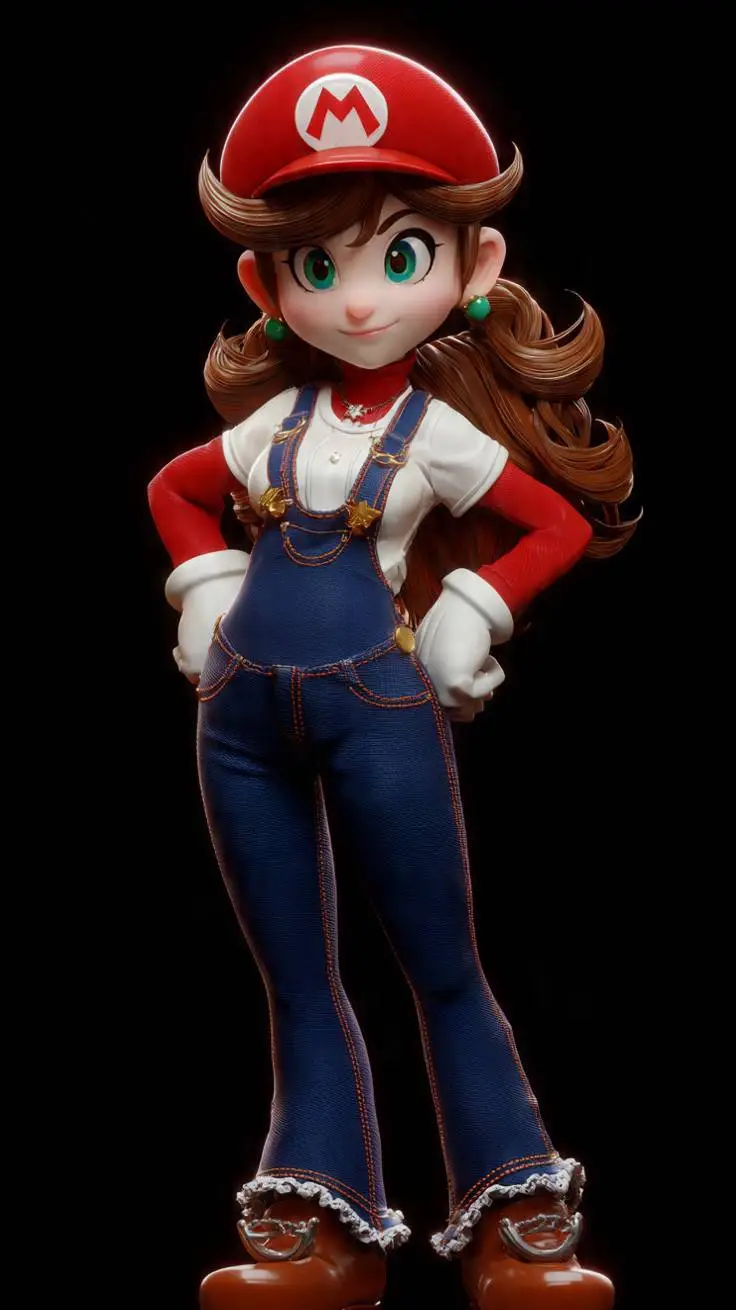 ai character: female Mario  background