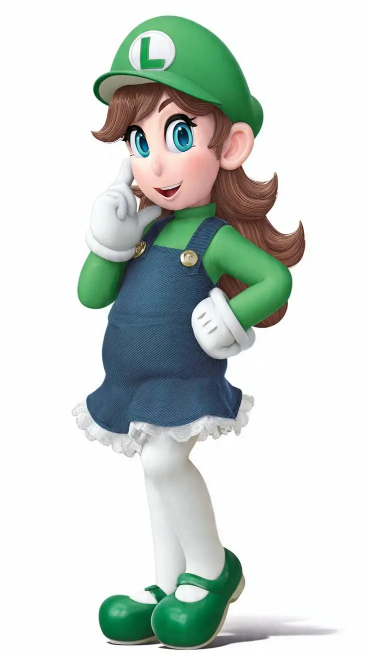 ai character: female Luigi  background