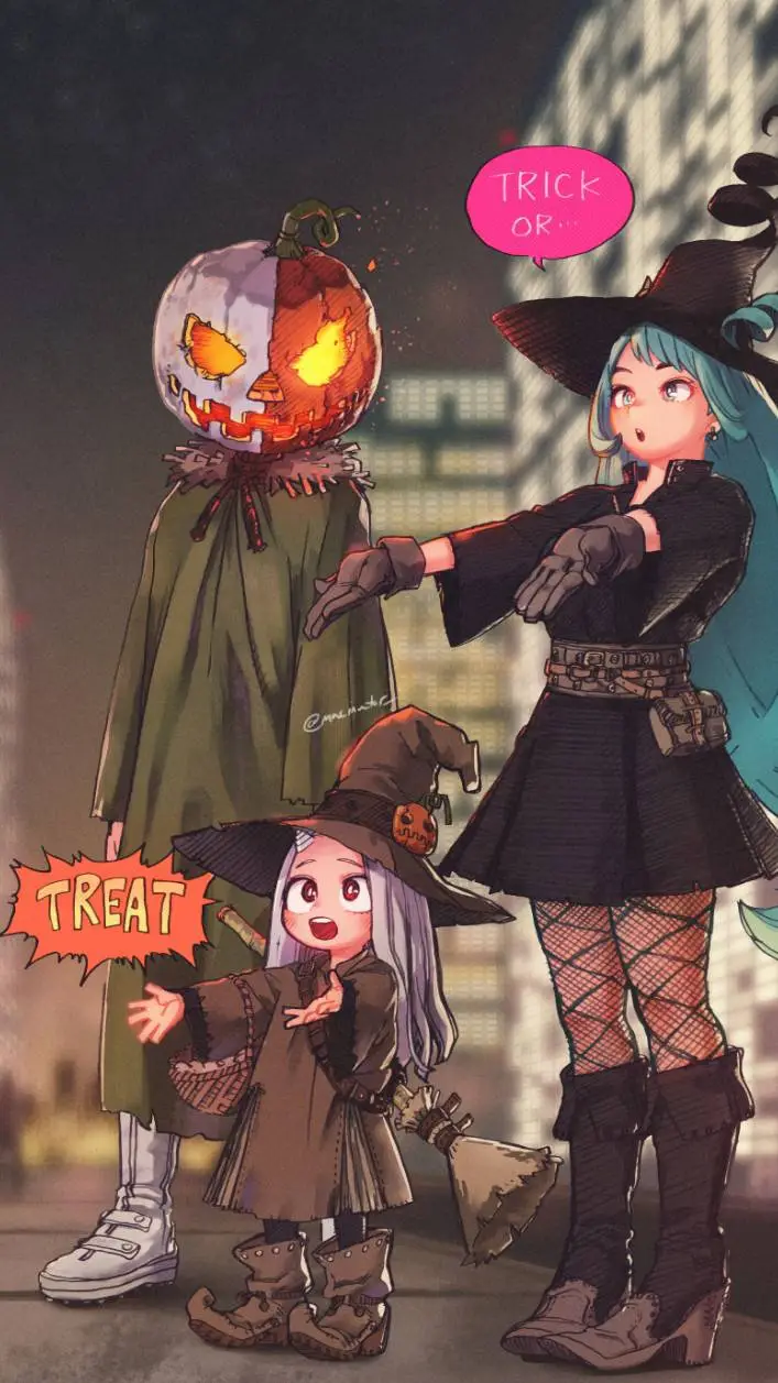 ai character: MHA:trick or treat background