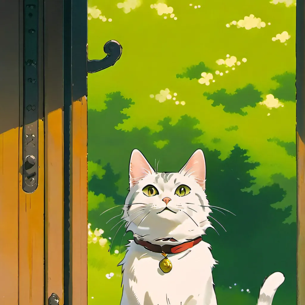 chat with ai character: A cat at your door