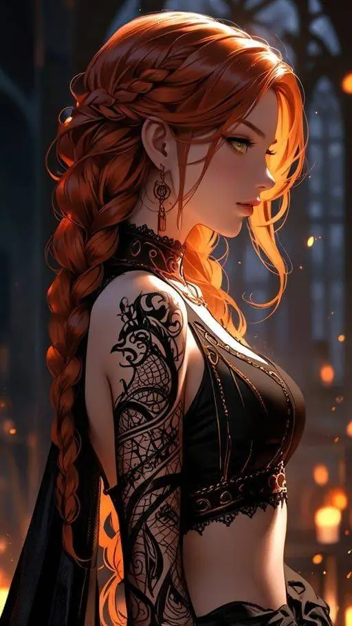 ai character: Red Hair background