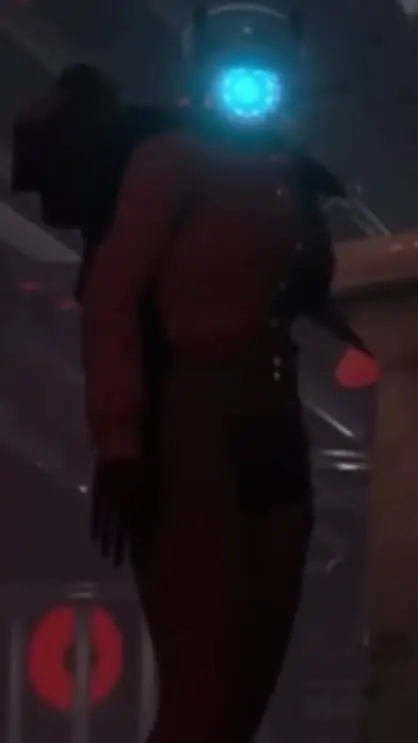 ai character: camerawoman🩵🩵🩵 background