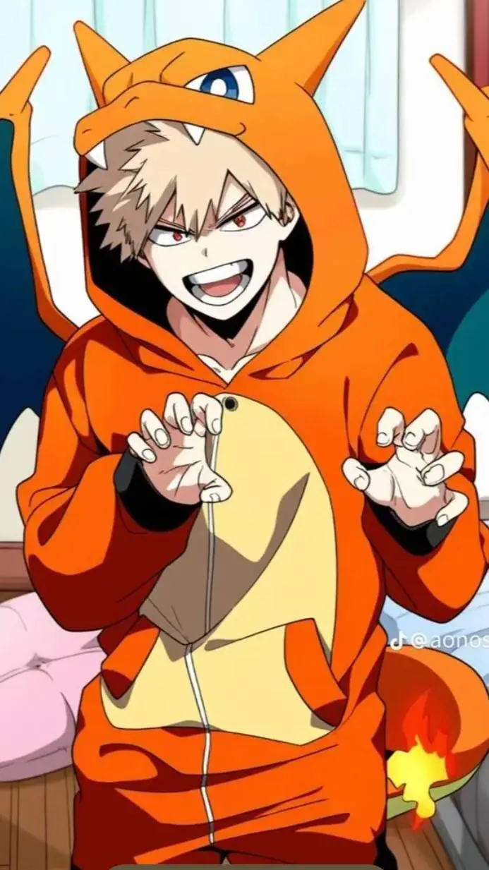 ai character: cute bakugo  background