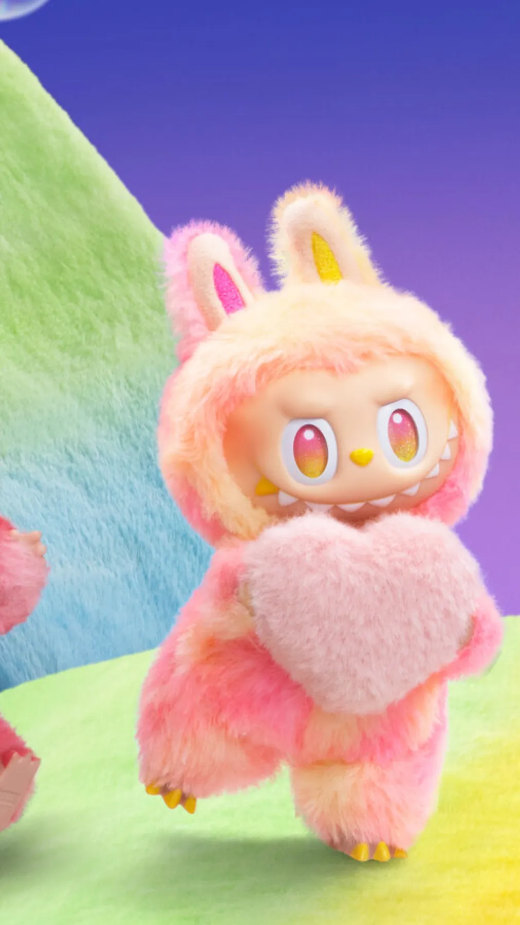 ai character: Pink labubu background