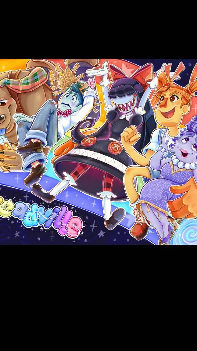 ai character: Threadville  background