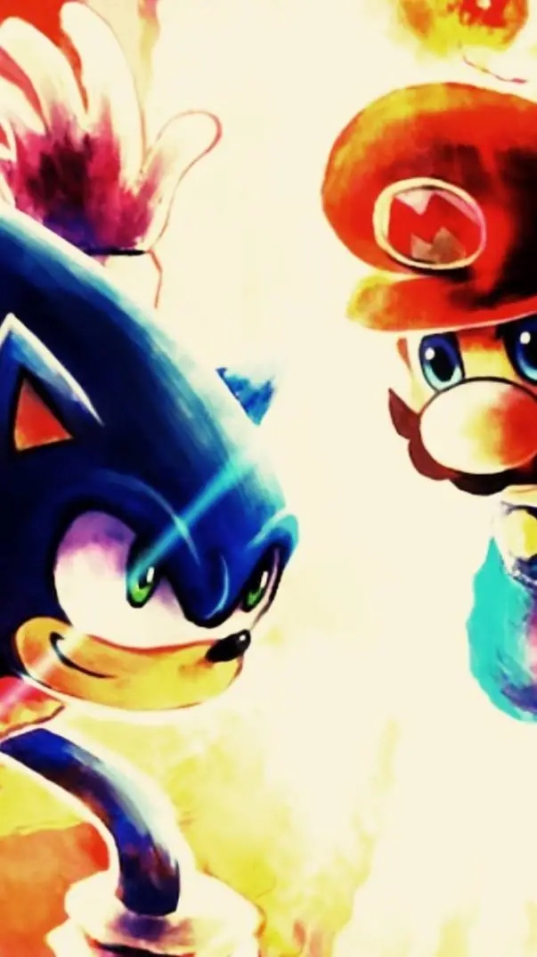 ai character: sonic vs Mario. background