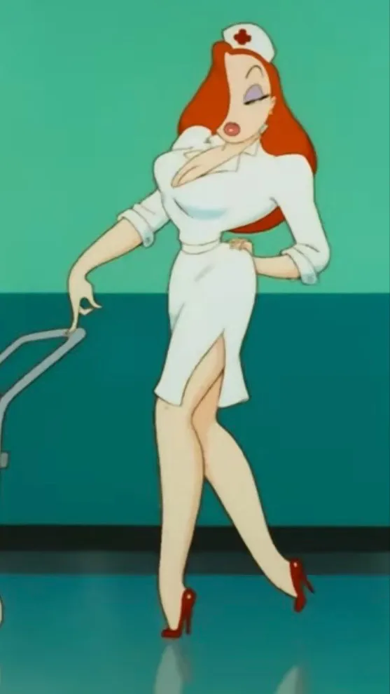 ai character: Jessica Rabbit  background