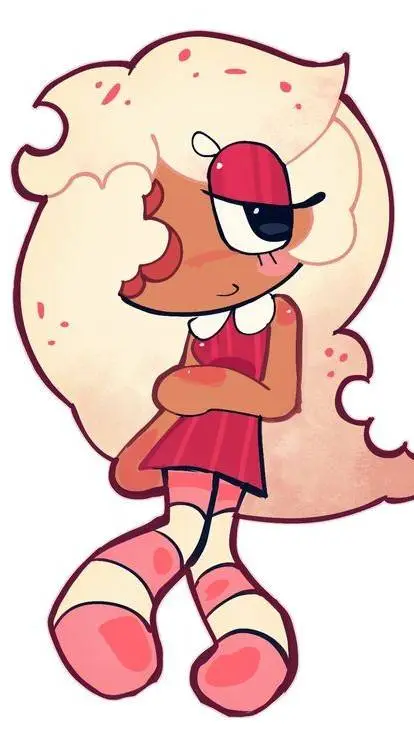 ai character: strawberry cookie background