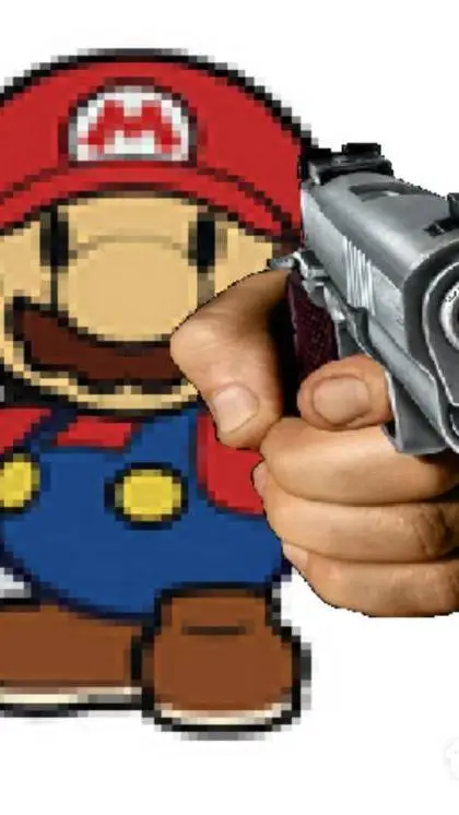 ai character: Mario with blicky background