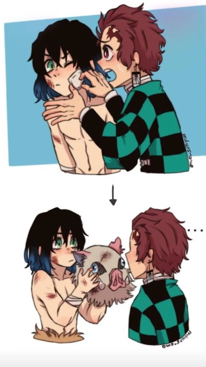 ai character: Inosuke/uXTanjiro background