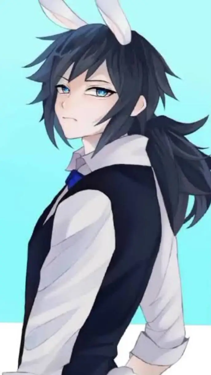 ai character: Giyu as a bunny 🐰 background