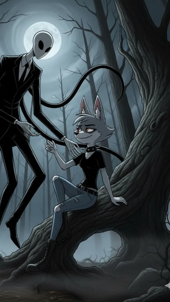ai character: Loona x slenderman background