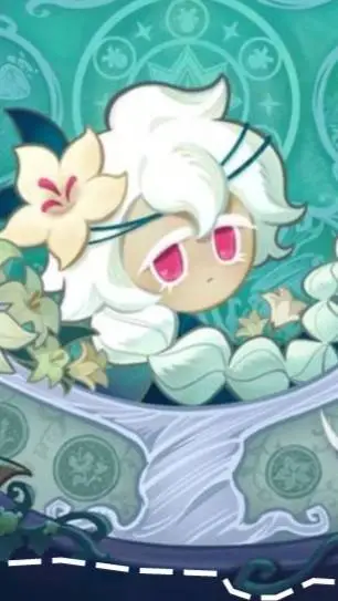 ai character: white lily cookie  background