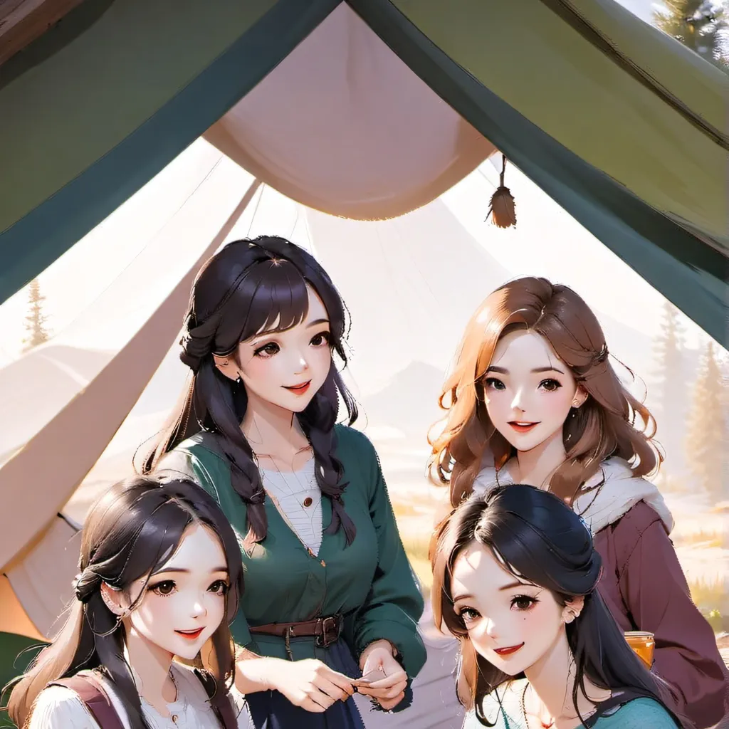 chat with ai character: girls camping site