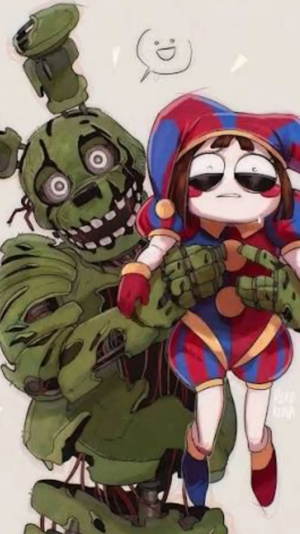 ai character: pomni X springtrap background