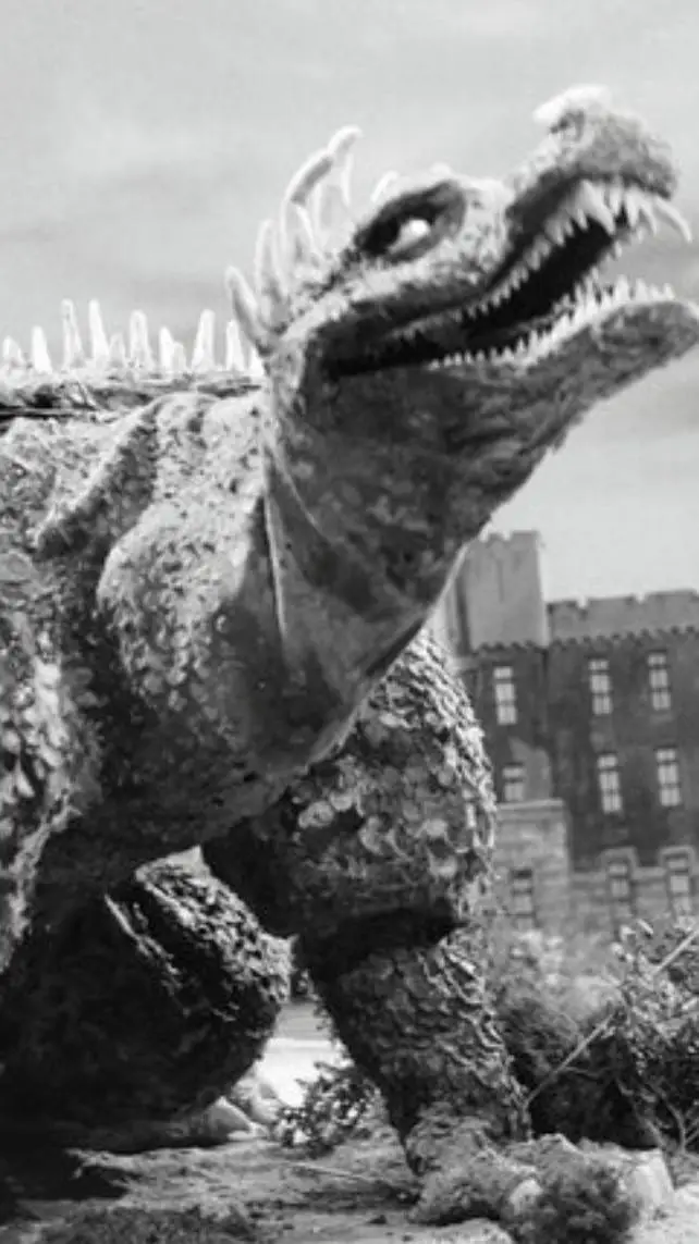 ai character: Angrius VS Godzila background