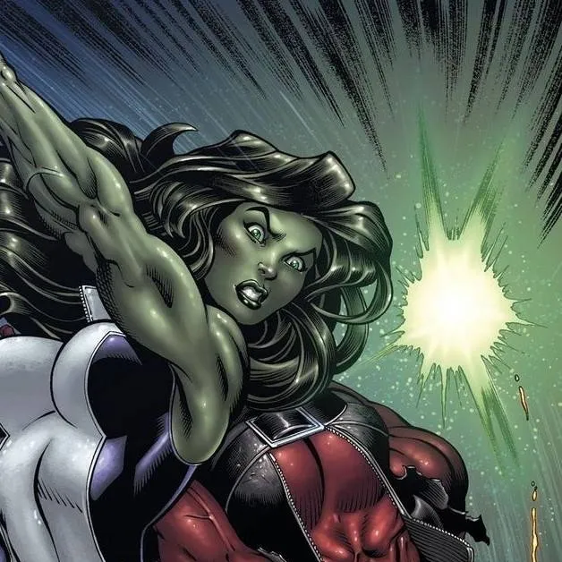 chat with ai character: She hulk vs red
