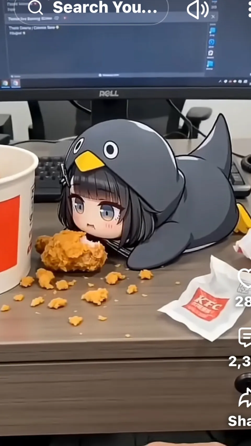 ai character: Gugugaga (hungry) background