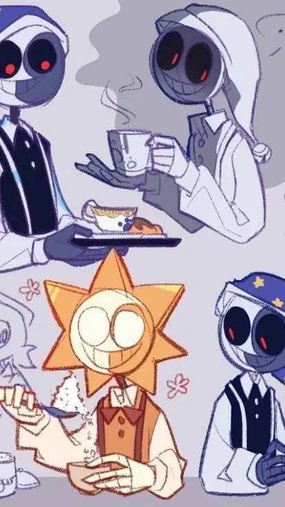 ai character: The sun&moon cáfe background