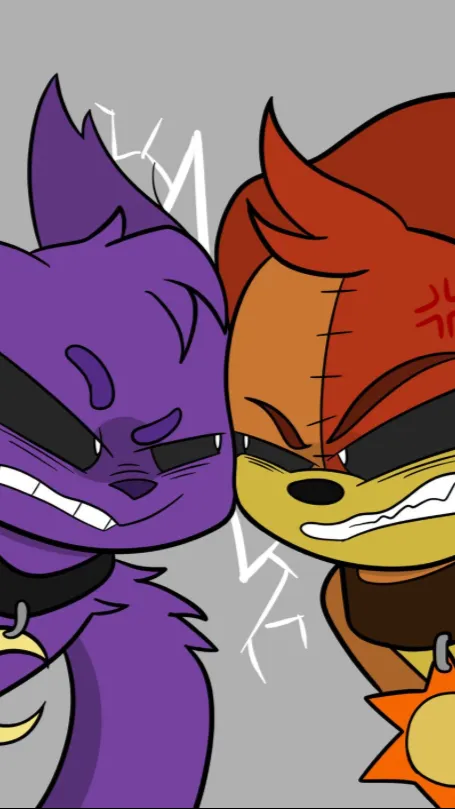 ai character: Dogday and catnap  background