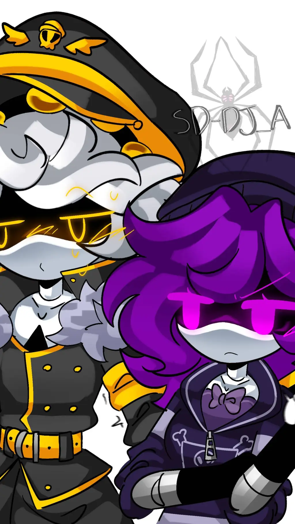 ai character: Uzi💜 and N💛 background