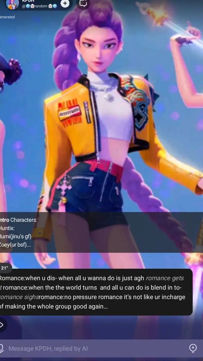 ai character: kpop demon hunters background