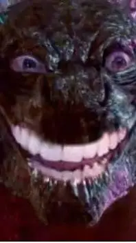 ai character: Smiling Godzilla  background