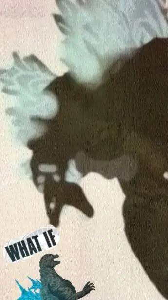 ai character: MaiGoji & Godzilla background