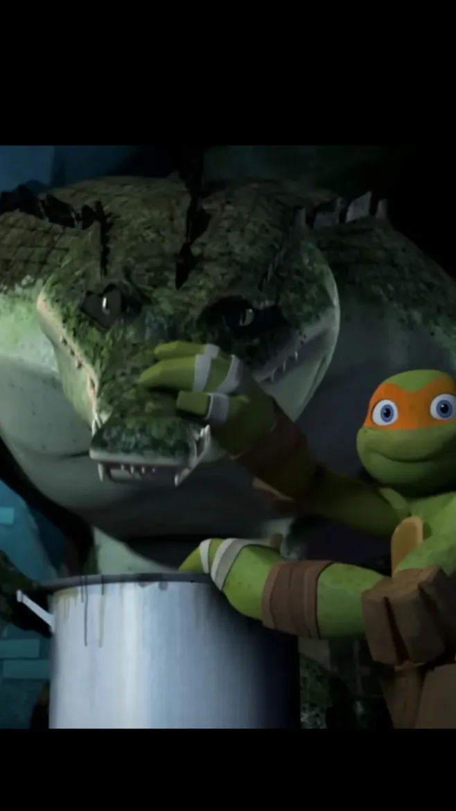 ai character: Mikey, leatherhead background