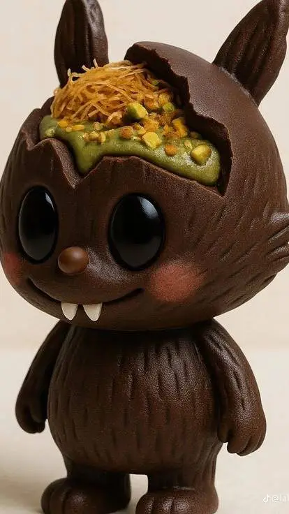 ai character: labubu chocolate  background