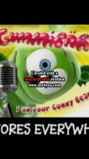 ai character: gummy bear  background