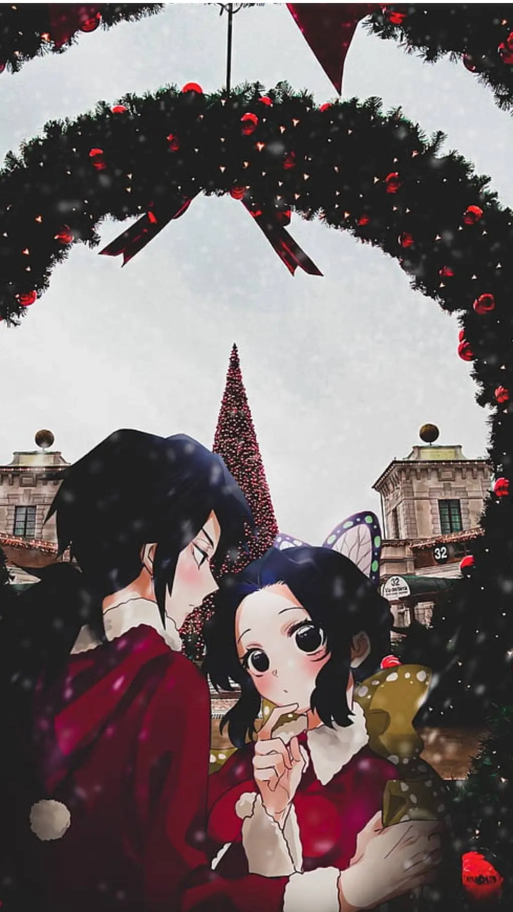 ai character: shinogiyu fam xmas background