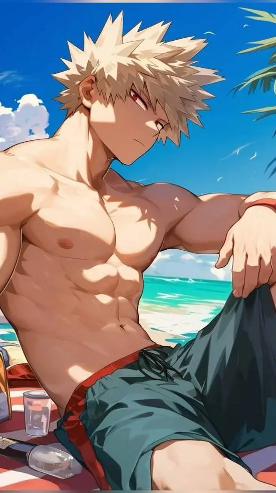 ai character: Mha beach background