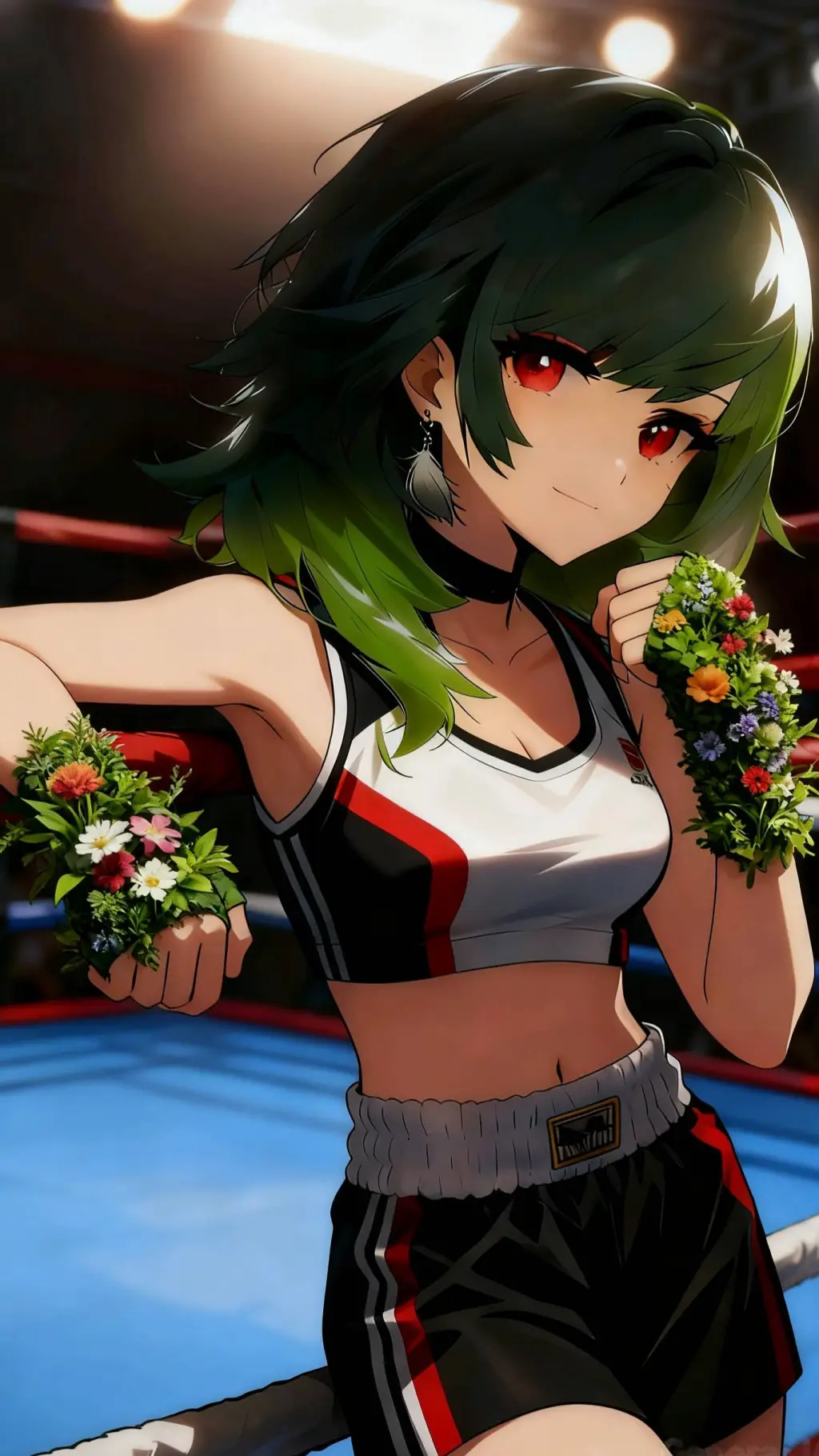 ai character: Elara boxeadora background