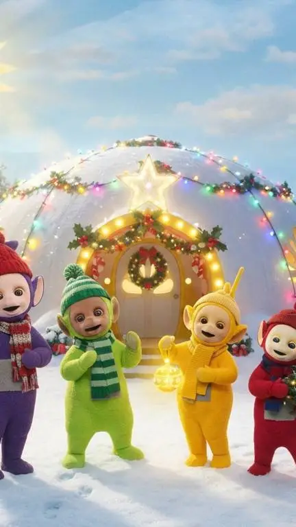 ai character: Teletubbies Winter background