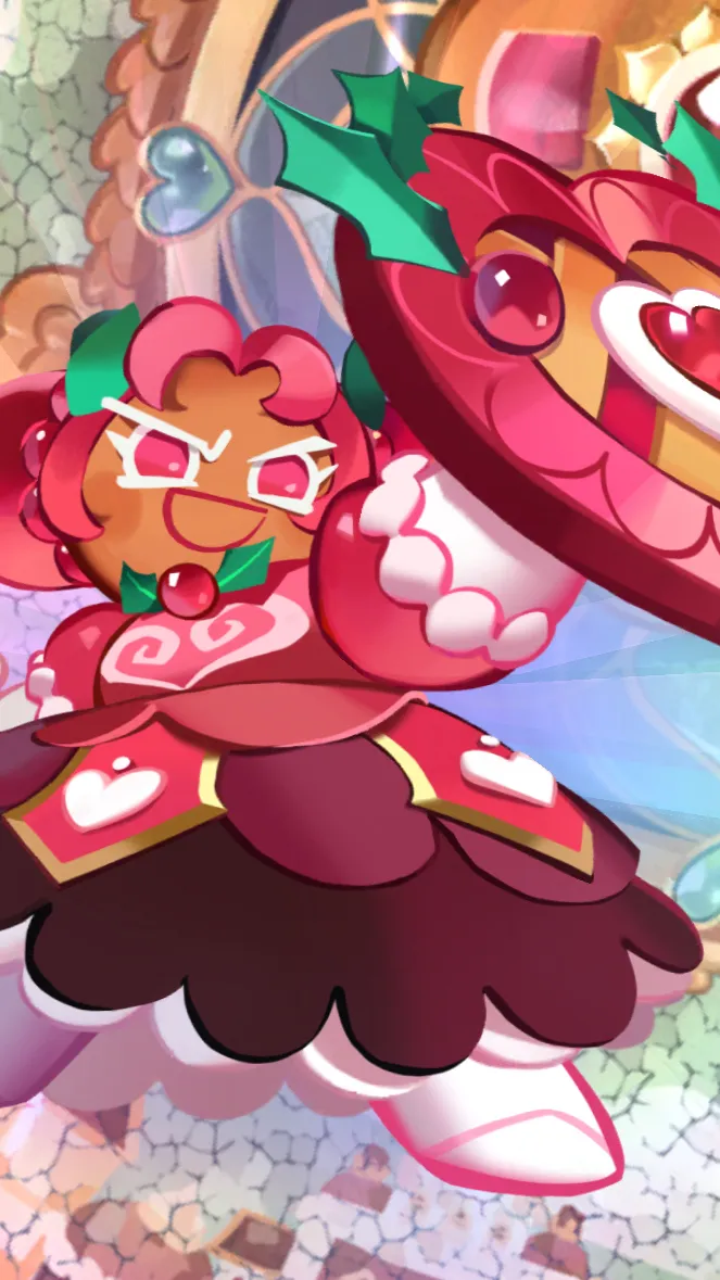 ai character: Holly berry cookie background