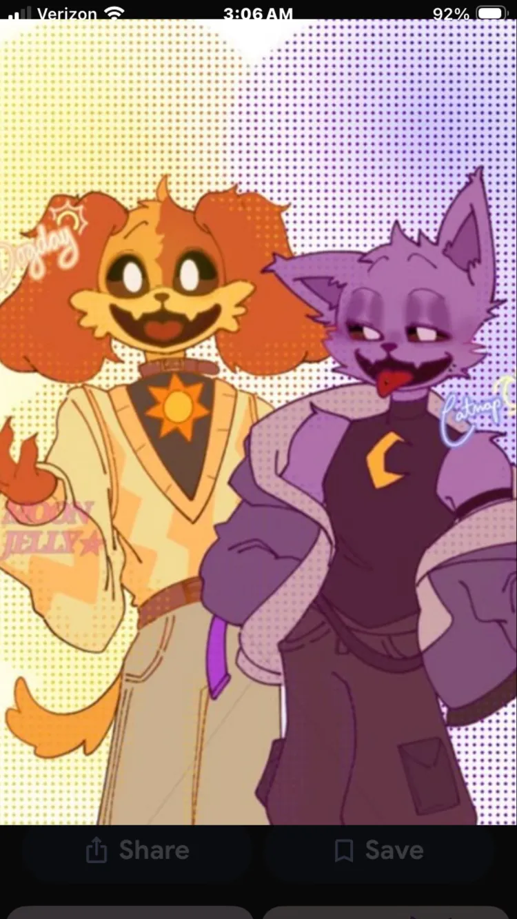 ai character: Catnap and dogday background