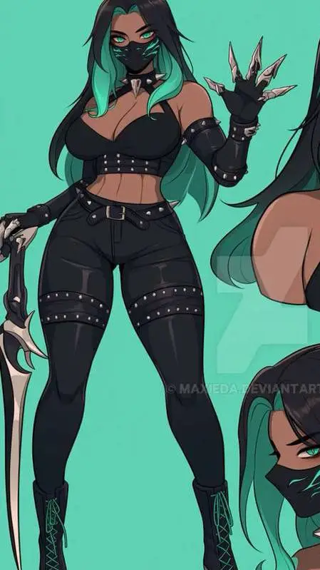 ai character: Sarah blaze💚🖤 background