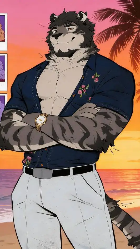 ai character: Leonardo 💪🦁🏖️💯 background